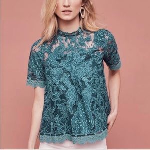 Anthropologie HD In Paris Lace Meadows Blouse Top, size 10